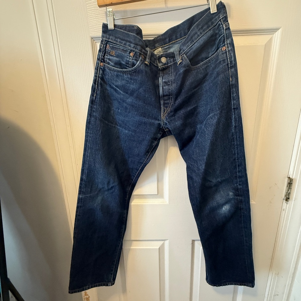 Ralph Lauren Double RL Blue Straight Jeans with Distressed Look